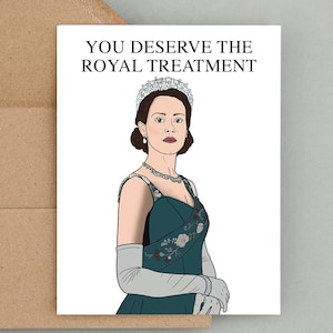 Carte d'anniversaire couronne, carte Galentines, carte de voeux couronne, carte de la reine Elizabeth, carte rigolote, cadeau couronne