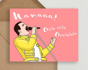 Fête des mères et carte d'anniversaire, Mamaa Ooh Ooh Ooooh, cartes drôles de fête des mères, carte d'anniversaire personnalisée, carte Freddie Mercury, carte Queen