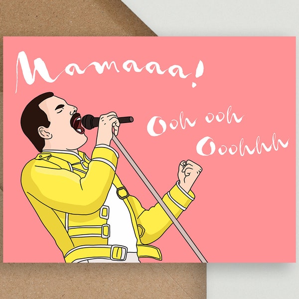 Mother's Day & Birthday Card, Mamaa Ooh Ooh Ooooh, Funny Mother's Day Cards, Personalized Birthday Card, Freddie Mercury Card, Queen Card