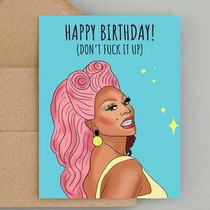 Carte de joyeux anniversaire Rupaul, carte Rupaul, carte d'anniversaire drôle, Rupaul's Drag Race, carte Drag Race, Drag Queen, carte LGBTQ
