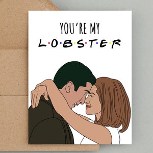 Émission de télévision d'amis, jolie carte de Saint-Valentin, carte de Saint-Valentin personnalisée, Ross et Rachel, vous êtes ma carte de homard, design minimaliste, police d'amis