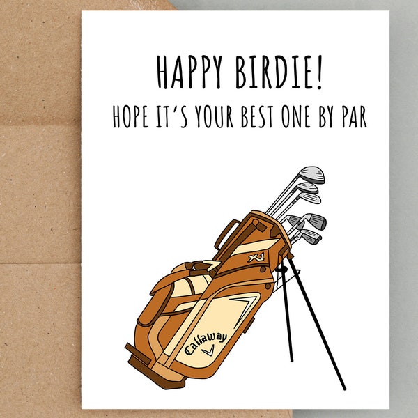 Happy Birdie, Funny Golf Card, Golf Pun Birthday Card, Birthday Card for Him, Card for Him, Funny Birthday Card