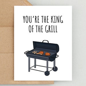 Bonne fête des pères, vous êtes le roi du grill, carte de fête des pères pour mari, carte de fête des pères pour amateur de barbecue, carte pour papa