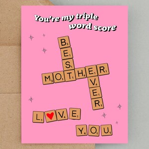 Tarjeta para mamá, tarjeta de Scrabble, regalo personalizado para mamá, tarjeta del Día de la Madre, regalo retro para mamá, regalo para mamá, tarjeta de felicitación de Scrabble