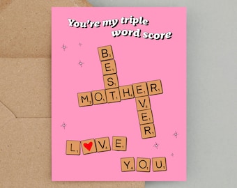 Card for Mom, Scrabble Card, Custom Gift for Mom, Mothers Day Card, Retro Gift for Mom, Present for Mom, Scrabble Greeting Card