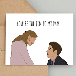 Carte de Saint-Valentin Pam et Jim, tu es le Jim à ma Pam, carte de Saint-Valentin au bureau, carte drôle de Saint-Valentin, cadeau pour lui, jolie Saint-Valentin