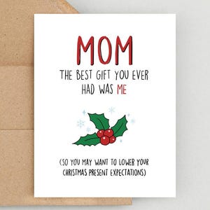 Carte de Noël pour maman, carte de Noël drôle pour maman, carte de Noël drôle, carte de Noël minimale, Noël drôle de maman, carte de vœux pour maman