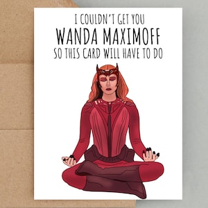 Carte de voeux Wanda, Multivers de la folie, Cadeau sorcière écarlate, Cadeau Marvel, Wandavision, Wanda Maximoff, Carte Wandavision