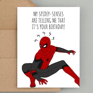 Carte d'anniversaire SpiderMan, carte d'anniversaire drôle, carte d'anniversaire personnalisée, Tom Holland, pas du tout chez-soi, carte Marvel, carte d'anniversaire Marvel