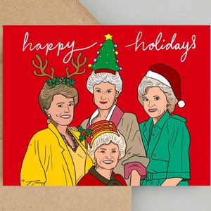 Carte de voeux de filles dorées, carte de Noël, cadeau de filles dorées, carte de Noël d'une amie, carte de filles dorées, carte de voeux pour une amie