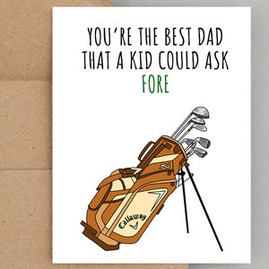 Meilleur papa qu'un enfant pourrait demander avant, carte de fête des pères, carte drôle de fête des pères, fête des pères de golf, carte de golf, carte de golf drôle, carte de jeu de mots de golf
