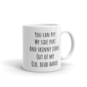 Side part and skinny jeans Mug