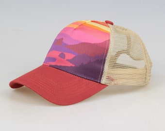 Big Sur Sunset trucker hat. Trucker hat for adults, trucker hat for kids, matching sets