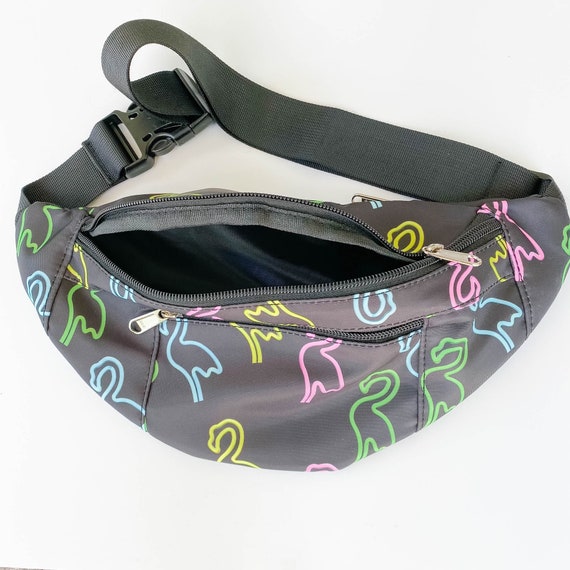 Neon Flamingo Black Fanny Pack Flamingo Hip Pouch Retro Bumbag Child and Adult Sizes Cross Body Bag for All Sizes Etsy Ireland