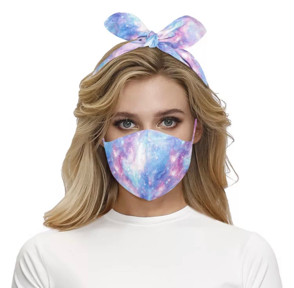 Yoga headband and mask combination. Face mask hair band, combo face m…