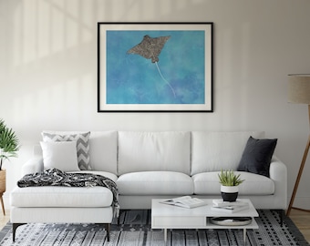 Spotted Eagle Ray Digital Download, Eagle Ray art, original art, digital download art