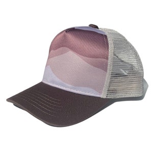 Purple Mountain Trucker hat for adults and toddlers