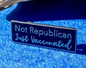 Vaccinated Hard Enamel Pin, Silver and Black