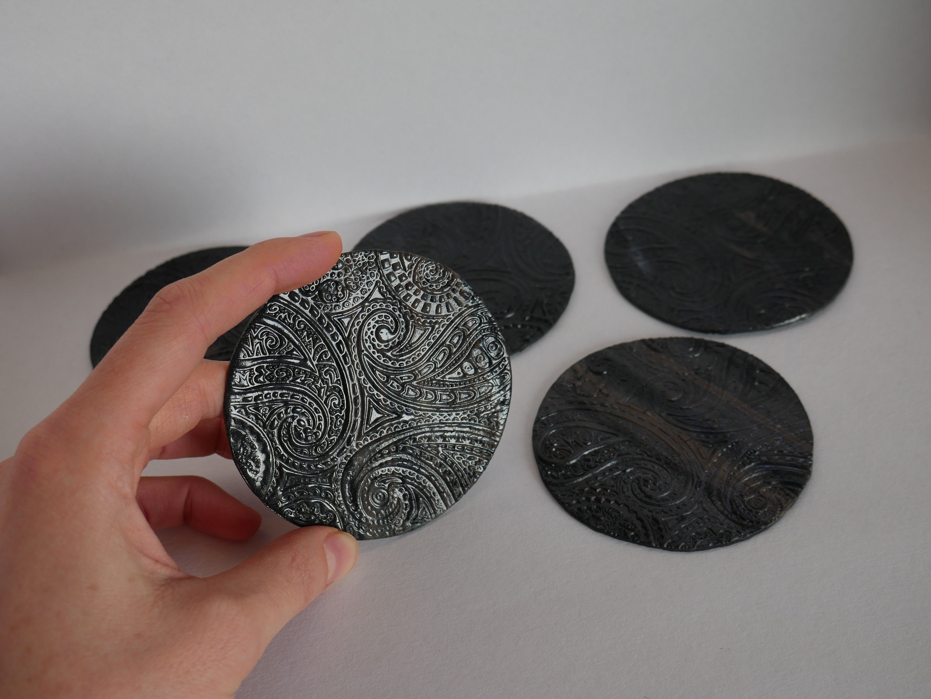 5 Dessous de Verres Uniques - Pâte Polymère Fimo