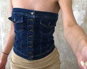 Plein Sud Denim Bustier Strapless y2k jeans top