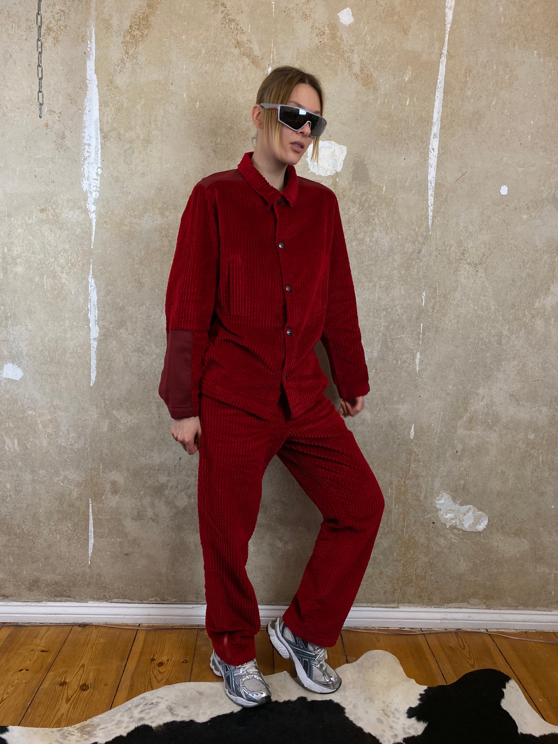 PRADA Linea Rossa Corduroy Red Pantsuit 