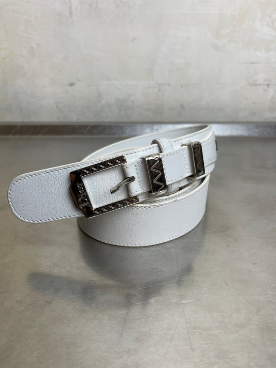Christian Dior Y2K White Leather Belt | Designer S