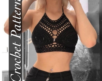 CROCHET PATTERN | Olivia halter top, crochet top, beginner/intermediate friendly pattern, crochet bikini top, crochet bikini pattern