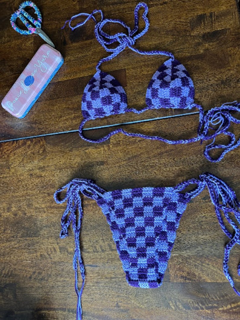 CROCHET PATTERN DUPE Kylie Bikini Checkered Bikini Crochet Etsy
