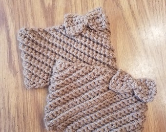 Crochet boot cuffs, boot socks with bow