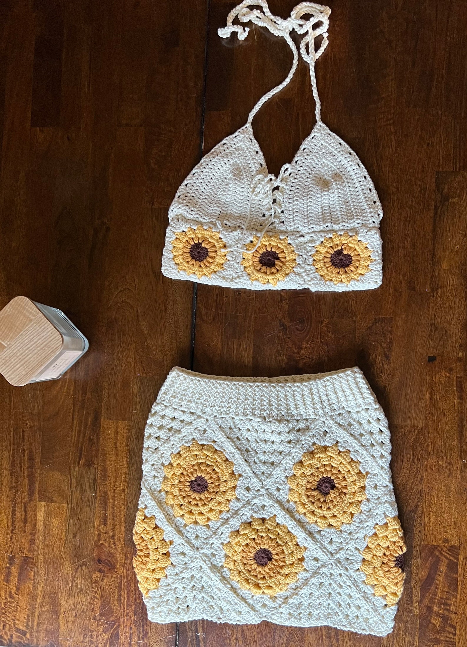 Crochet Skirt Set Sunflower