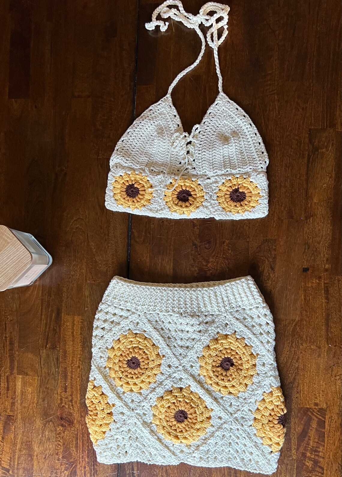 Crochet Skirt Set Sunflower
