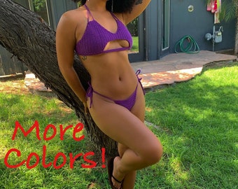 Mia | Crochet Cut-out bikini, peekaboo bikini, crochet bikini set, underboob bikini, crochet bikini set, 2 piece swim suit