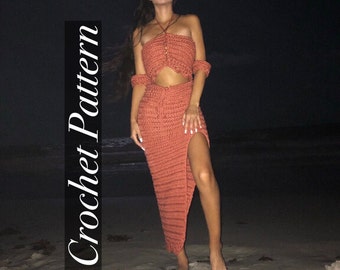 CROCHET PATTERN | Avery maxi skirt, written pattern, video tutorial, crochet maxi skirt with slit, crochet midi skirt, lace detailing