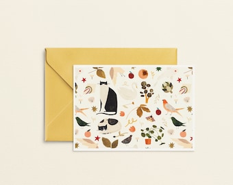 Illustrated postcard - Greeting card - Autumn pattern - A6 - 105 mm x 150 mm