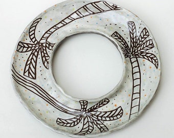 Ceramic Circle Dish, Palm trees concept, Home decor for any occasion