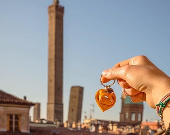 Tortellino Leather keychain | Yellow