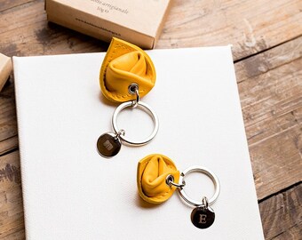 Tortellino Leather keychain | With initial