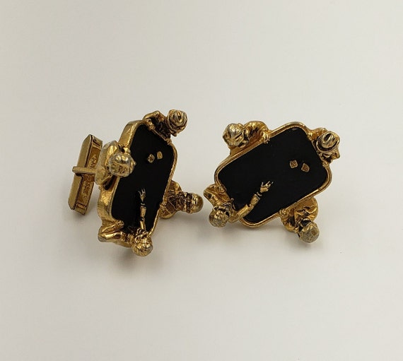 Rare Pair of Gold and Black Windsor Casino Cuffli… - image 10