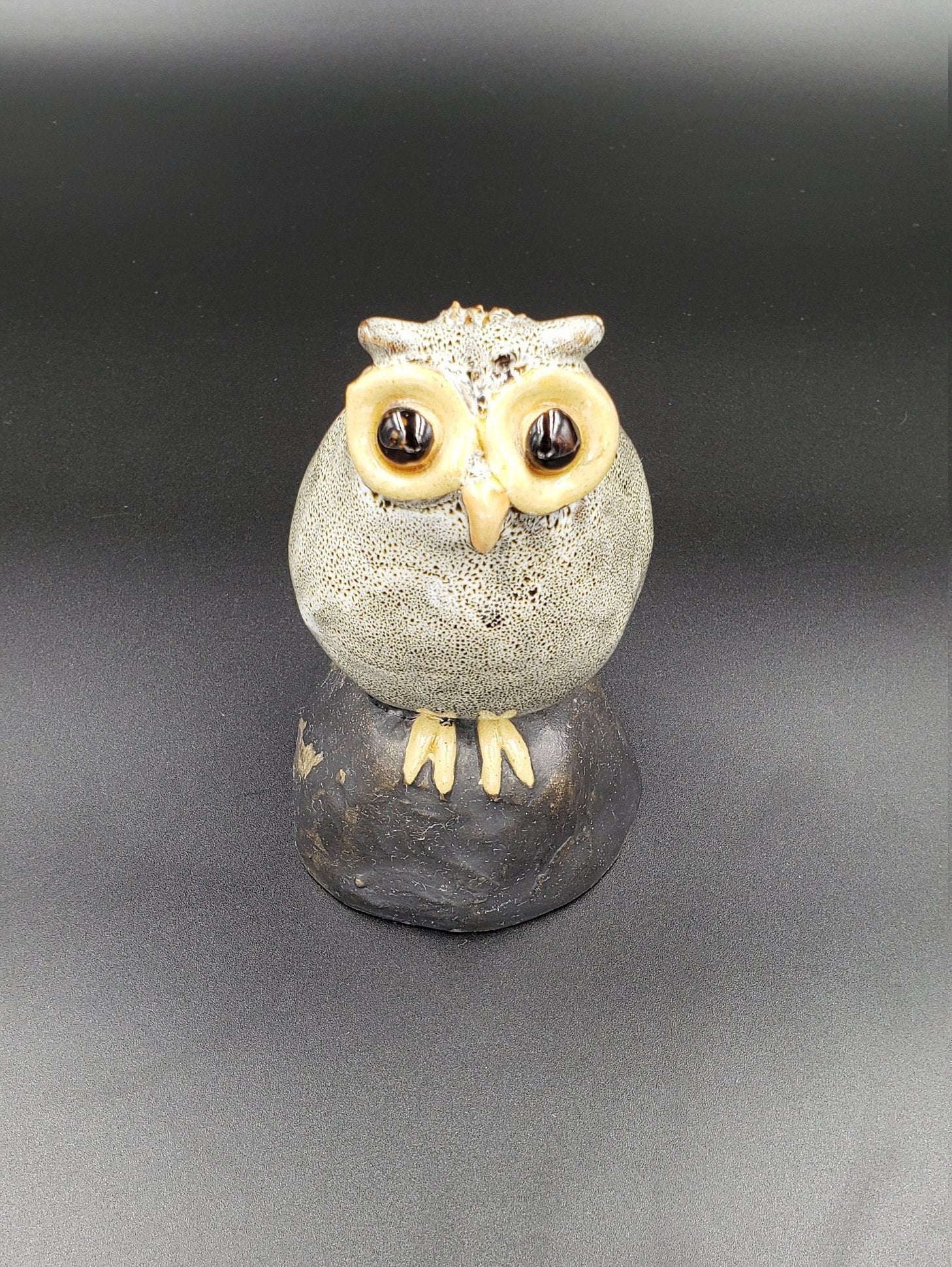 Handmade Hand Painted Clay Owl Statue, Hand Crafted, Owl Figurine
