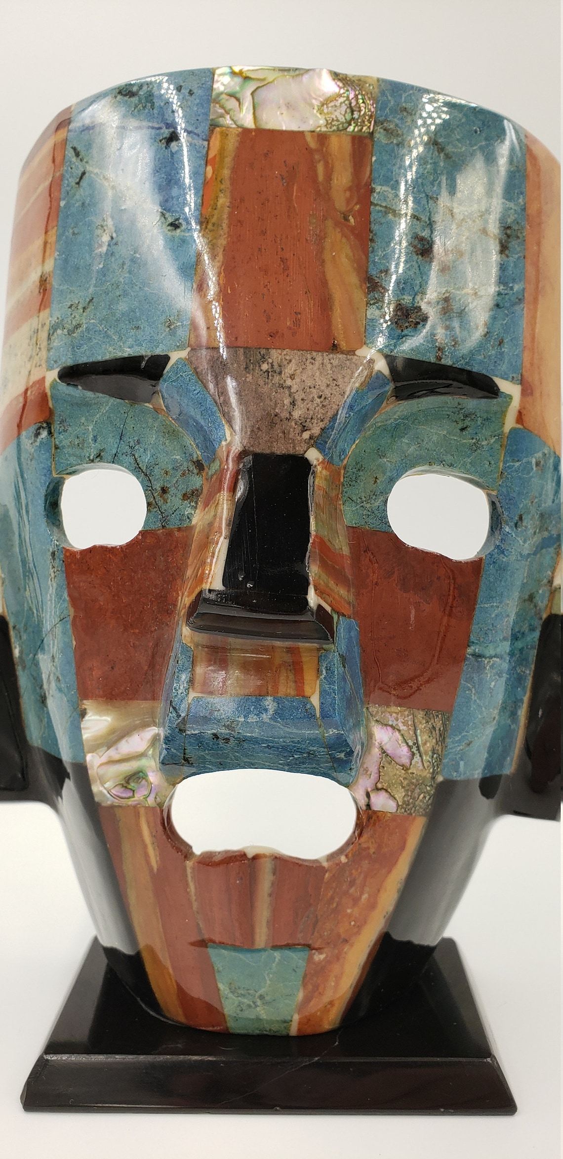 Mayan Death Mask Semiprecious Stone Warrior Burial Etsy