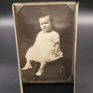 1920s Baby&#39;s Portrait in Cabinet Card, Vintage Photography,  Black and White Photo, Sepia Photo.