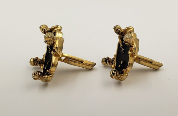 Rare Pair of Gold and Black Windsor Casino Cuffli… - image 6