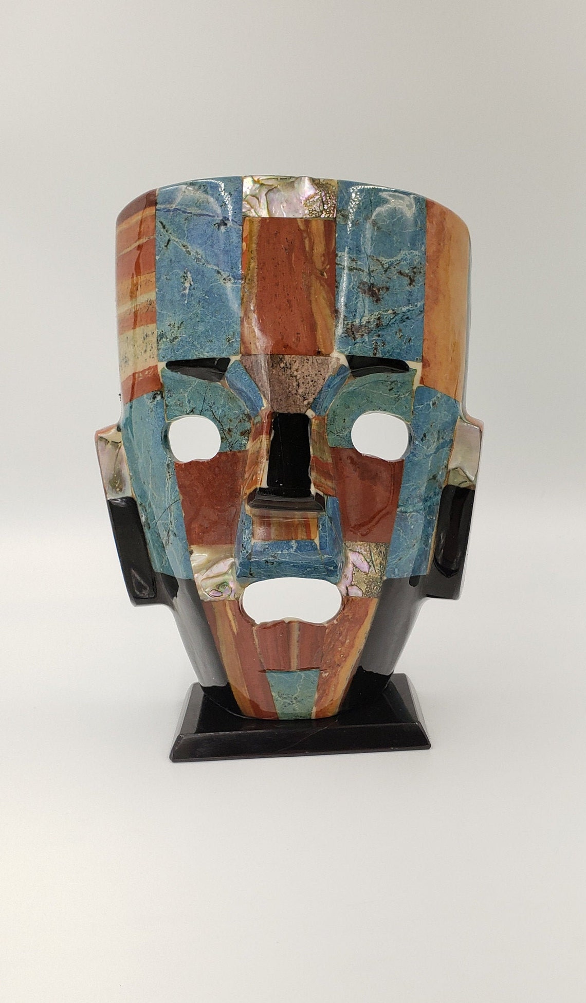 Mayan Death Mask Semiprecious Stone Warrior Burial Etsy