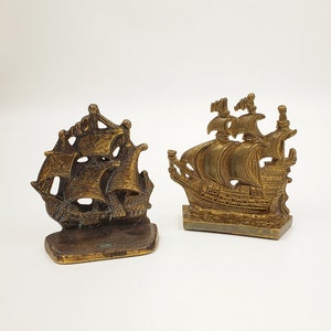 Vintage Metal Ship Bookends