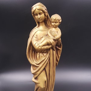 Large Gold Plaster Virgin Mary, Mother of Mercy Statue