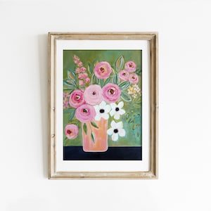 Floral Still Life Art Print: Colorful Flowers in Vase (Digital Download)