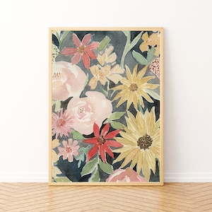 Watercolor Floral Art Print: Bold Flower Wall Decor (Digital Download