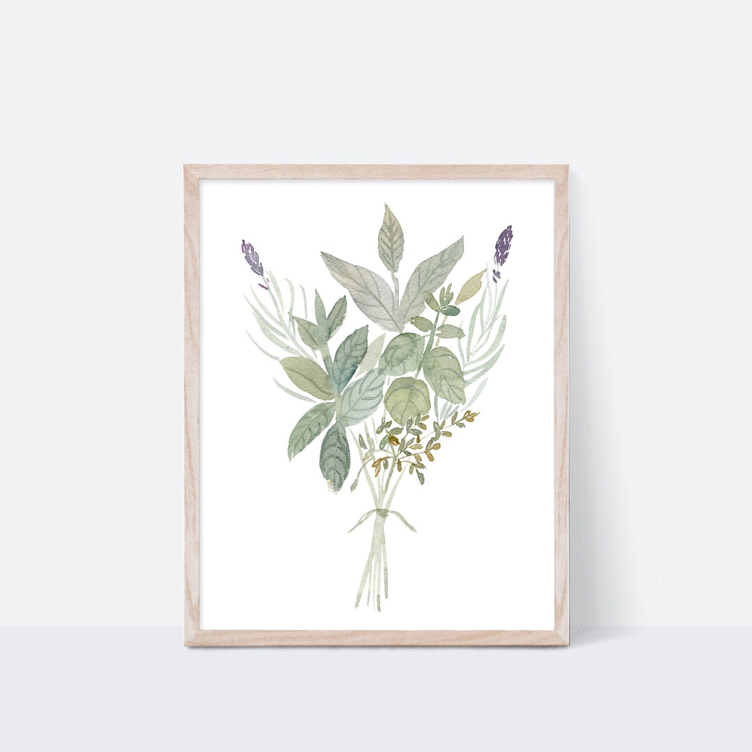 Watercolor Herb Print: Botanical Kitchen Wall Art (digital Download) - Etsy
