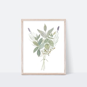 Watercolor Herb Print: Botanical Kitchen Wall Art (Digital Download)