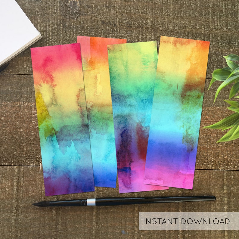 colorful rainbow bookmarks set of 4 printables by rachel